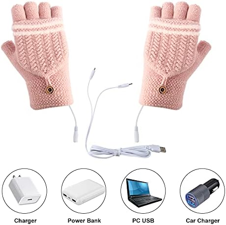 Yunnyp USB загревање зимски нараквици USB загреани белезници Кашмир нараквици плетење раце полни и половина загреано загревање