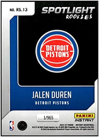 Jalen Duren RC 2022-23 Panini Instant Spotlight Rookies /96513 клипови NM+ -MT+ NBA кошарка
