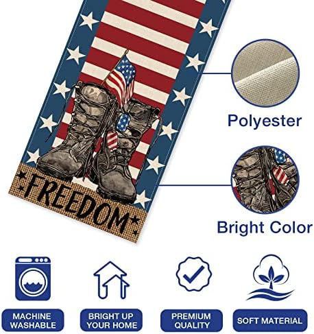 Селием 4 јули Америка Војник Чизми Патриотски Маса Тркач, Ѕвезди Ленти Американско Знаме Меморијален Ден Кујна Трпезариска Маса