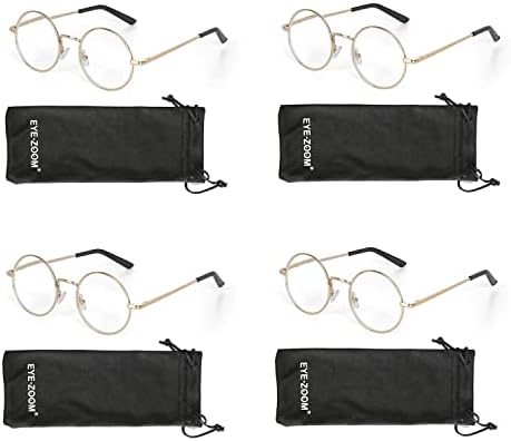 ЗУМИРАЊЕ НА ОЧИТЕ 4 Спакувајте Метална Рамка Тркалезни Очила за Читање Со Пружинска Шарка