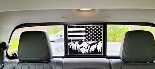 Ксинге за 2019-2023 Шеви Камион Планински Шумски Американски Знаме Налепница За Камион Задниот Среден Прозорец, Мат Црна Планинска Шума