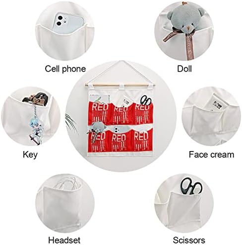 Запомнете Сите Распоредени Воени Р. Е. Д Ѕиден Плакар Виси Торба За Складирање 6 Џебови Лен Памук Над Вратата Организатор Торбички