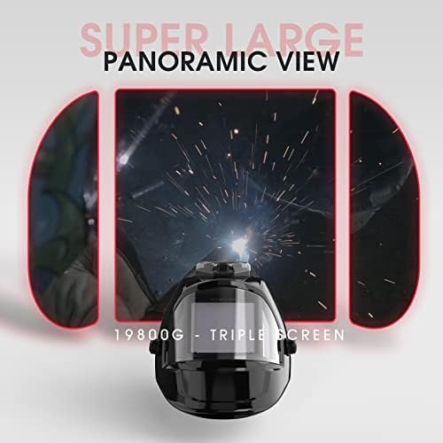 Панорамски поглед на YesWelder автоматско затемнување на шлемот за заварување, големо гледање вистинска боја 6 лак сензор за