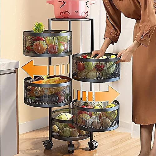Кујна за складирање на полици за складирање на тркала кујна кујна овошје зеленчук решетка за кујнски решетки за складирање, решетка за зачини