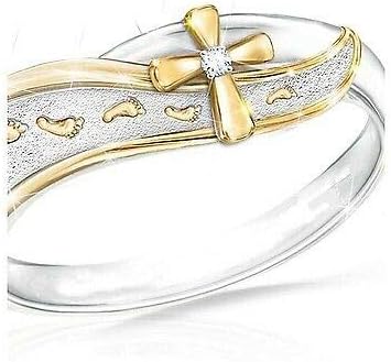 Креативен два тона стапало вкрстен венчален прстен 925 сребрен накит за ангажман
