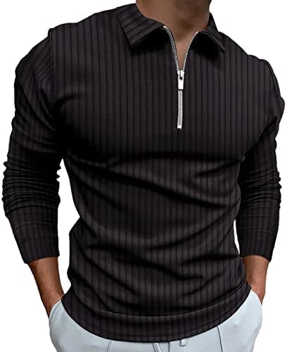 Машка долга ракав Поло кошула поштенски врат деловни обични врвови со ребрести тренинзи маички кошули