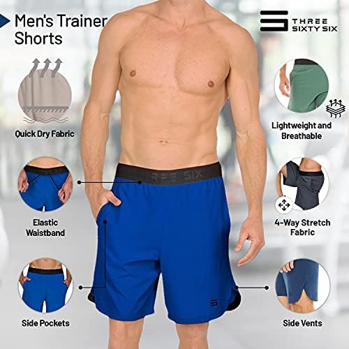 Суво вклопување во салата за салата за мажи - машка тренингот што работи шорцеви - влага со џебови и странични полите, 8 ”inseam