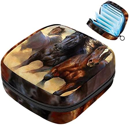 Санитарна торба за складирање на салфетки, торбичка за подлога, торбичка за подлога, мала торба за шминка, животни коњи Пејзаж шема