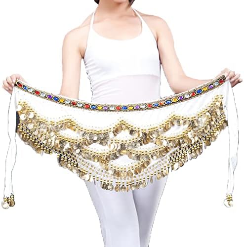 Wuchieal женски триаголен стомак танцувајќи колк со колк здолниште со златни монети