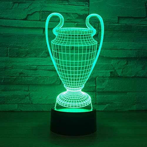 Mmyyy 3D Night Light Football Cup Трофеј ламба 7 бои Промена на 3D LED ноќен светло копче USB бебешки спална соба