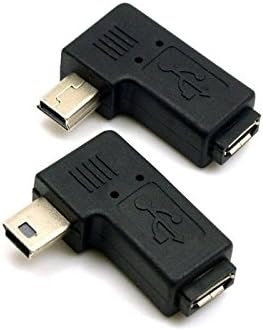 Chenyang Mini USB 5PIN машки до микро USB женски адаптер за синхронизација на моќност 90 степени лево и десно аголно 2 парчиња