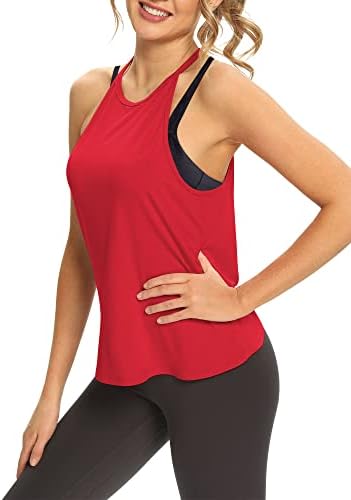 Врвови за вежбање со отворен грб за жени секси високи резервоари за вратот на теретани за спортски кошули