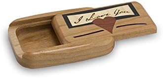 Те сакам кутија за дрвени дрвени производи - Екстра мала држи 1 кубна инч од пепел - кафеава - те сакам спомен -подарок - гравура што