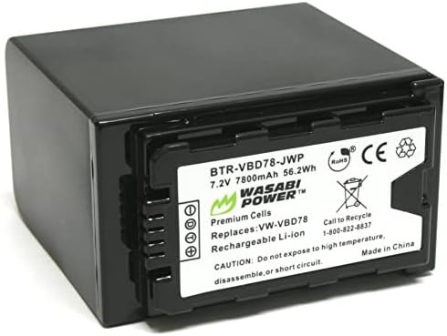 Батерија Wasabi Power 7800mah за Panasonic VW-VBD58, VW-VBD78, AG-VBR89G и Panasonic AG-3DA1, AG-AC8, AG-DVX200, Ag-HPX250, Ag-HPX255, Ag-HVX201,