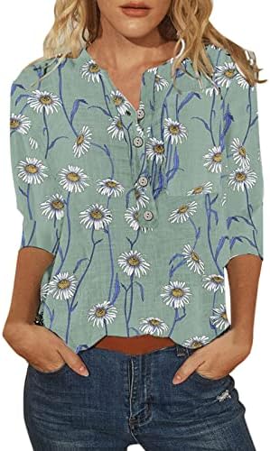 Флорал печати летни врвови за жени, женски шишиња со кратки ракави со кратки ракави, облечени обични летни трендовски блузи маички