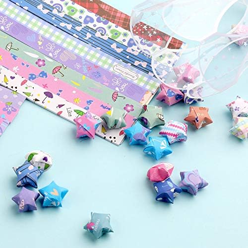544 листови starвезда Оригами хартија 32 асортиман во боја starвезда хартија лента со 4 парчиња транспарентна кутија за подароци