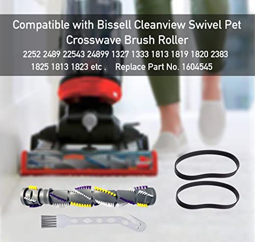 Вакуум чистач 1 ролери за четки и 2 ремени, замена компатибилна со Bissell CleanView Swivel Pet Desudes 2252 22543 2254 2486