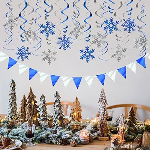 31 парчиња Божиќни украси сребрени снегулки украси висини на божиќни украси за зимско чудо за роденденска забава за роденден