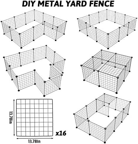 BNOSDM DIY DOG PET Paypen 2 Tier Puppy Fence, 16-парчиња метална жица преносно мало милениче за вежбање за пенкало за кучиња кучиња кучиња