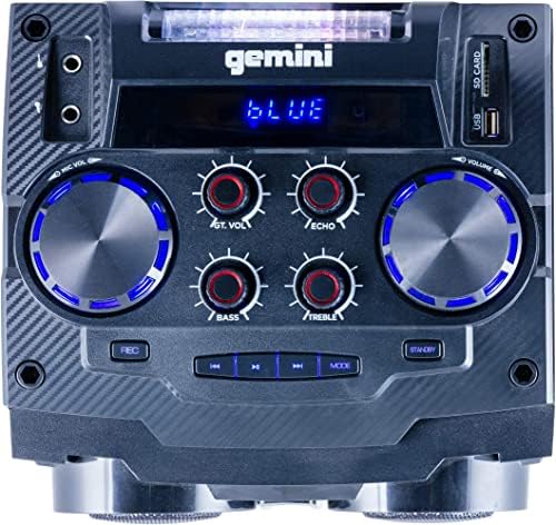 Bemini Sound GSYS-2000 Bluetooth LED партиски светло стерео систем и аудио систем за домашно театар со звучници за полици за книги од 2000W, двојни