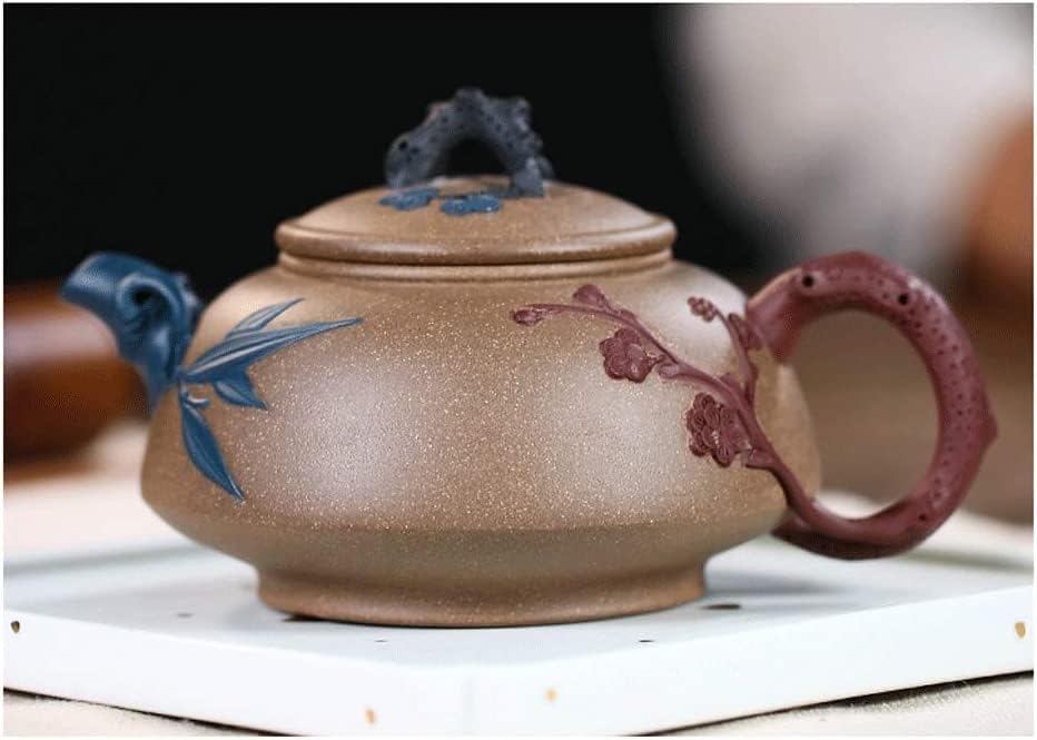 Современи чајници рачно изработени виолетова глинеста тенџере креативен дизајн бор од дрво слива декорација Едноставна и елегантна