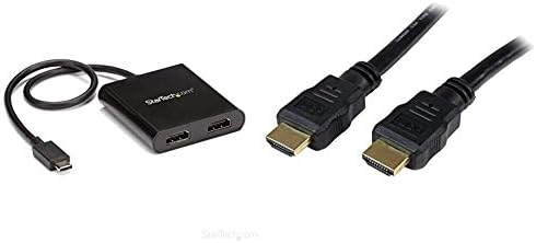 Startech.com 1x адаптер за 2 -порта - USB -C до HDMI видео сплитер - Windows во комплет со 2x 2M 4K кабли со голема брзина HDMI - UHD