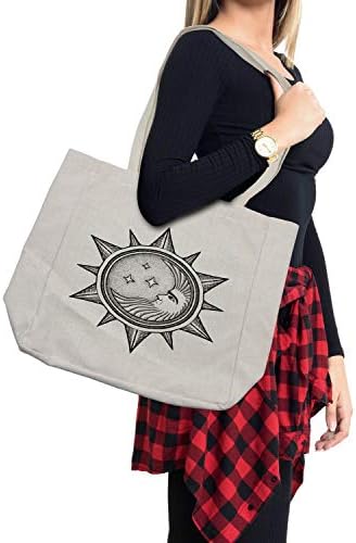 Амбесон окултна торба за купување, месечина во сонцето со starsвезди алхемија тајни езотерични соларни полумесечина, уметнички дела, еколошка