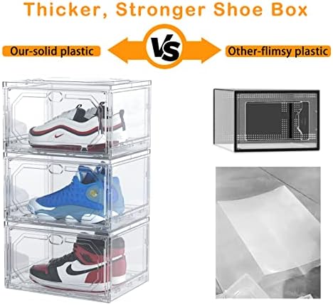 Кутии За Складирање на чевли Јасно Пластични Редење, 3 Пакет Акрилни Модуларен Организатор На Чевли За Плакарот, Контејнери За Чевли