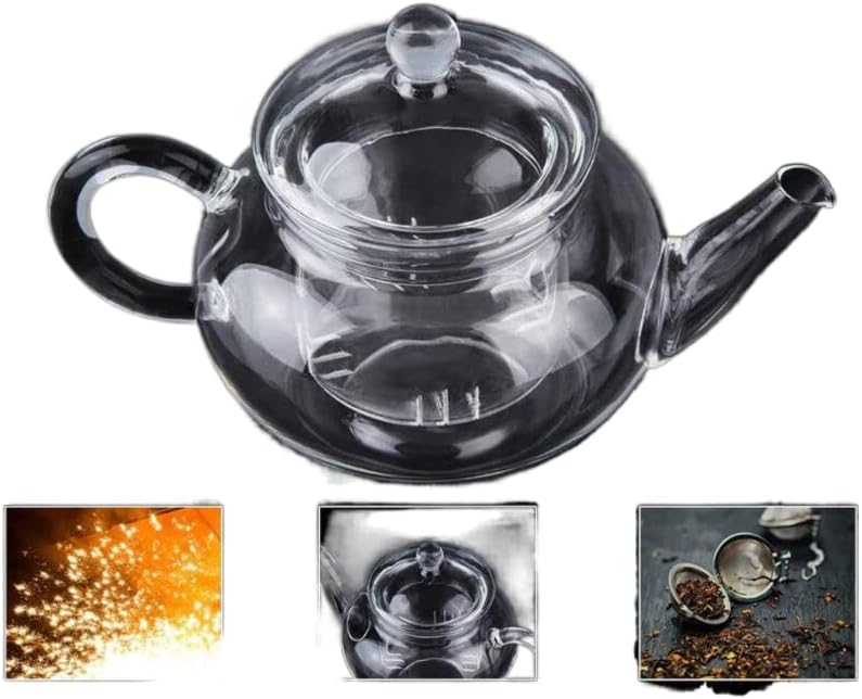 Транспарентен чајник отпорен на стакло чајник со инфузер кафе цветен чај лисја од билки од 250 мл трајно