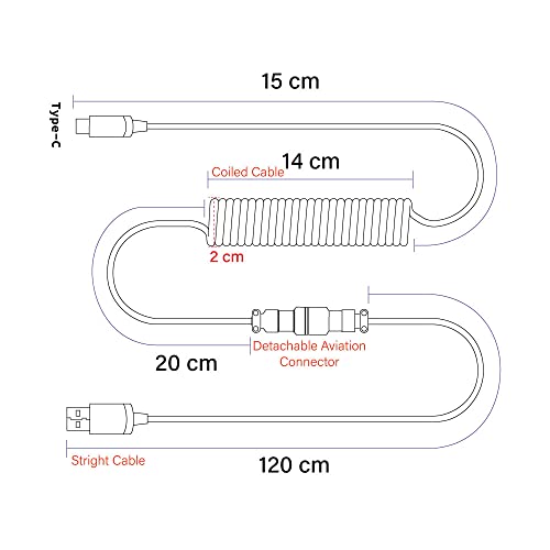 YUNZII Keynovo V2 Намотана Тастатура Кабел Со АВИЈАТИЧАР USB Кабел За Тип-Ц Механички Игри Тастатура