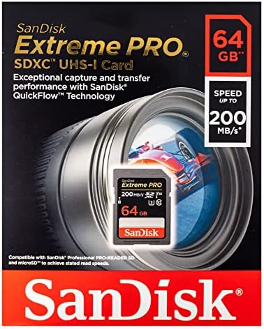 Sandisk 64GB Extreme PRO SD UHS-I Мемориска Картичка Работи Со Sony Mirrorless КАМЕРА A7R V, ZV-1F И FX30 U3 V30 4K UHD Пакет Со