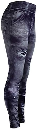 Трендинао плус хеланки на фармерки со големина на жени, дама маскирна крива за печатење тенок еластичен хулахопски панталони