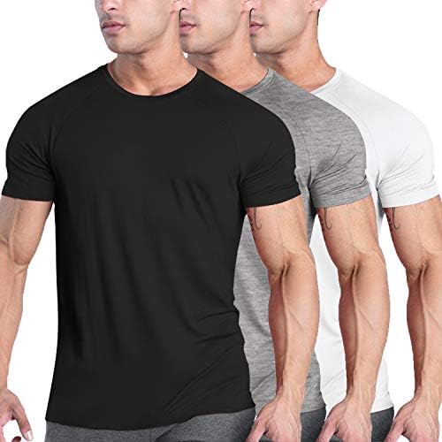 Коофанди машки 3 маички за тренингот со кратки ракави салата за бодибилдинг мускулни кошули основни слоеви фитнес фитнес врвови врвови