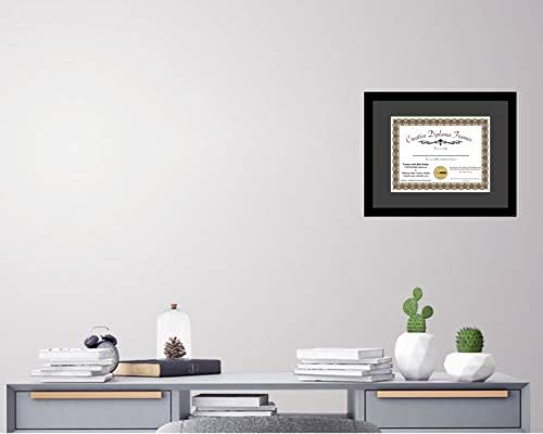 Рамки за креативни слики 14x17 Класична црна диплома рамка со црна мат стакло и инсталирани закачалки за wallидови | Рамката има 16x20 медиуми