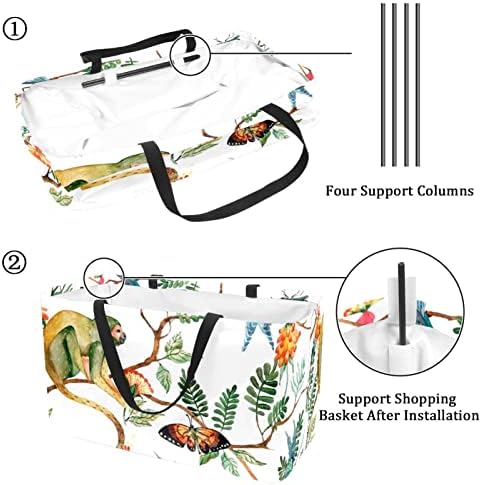 Jdez шопинг корпа Акварела мајмуни птици пеперутка Пеперка за печење на намирници за печење на намирници, преносни пикник за купување торбички