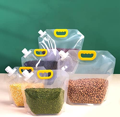 Транспарентна торба за складирање на жито, жито запечатена торба за капакот само заклучување на преносна задебелена рачка за брашно