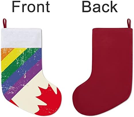 Гранџ геј ЛГБТ знаме со Канада знаме Божиќно виси порибување симпатична садо Мраз за украси за украси на Божиќ