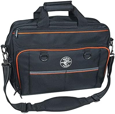Клајн алатки 55455M торба со алатки, TradeSman Pro Tech торба со лаптоп џеб, црна и портокалова боја