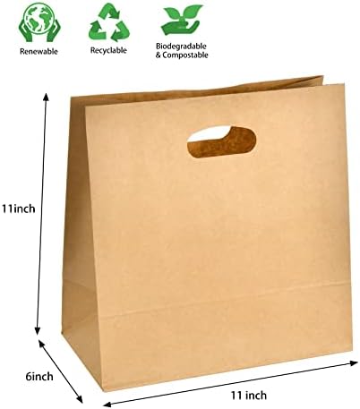 Coglaring 100pcs 11x6x11 торби за подароци умираат исечете ја торбата со хартија за храна за храна за малопродажба за купување на малопродажба