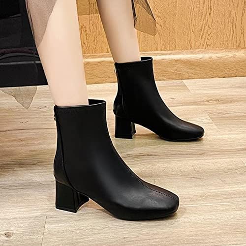 Подигање за женски чизми и чизми на глуждот есен зимски пупер-патент, бучен високи потпетици, тркалезни чевли за чевли за витез теле.