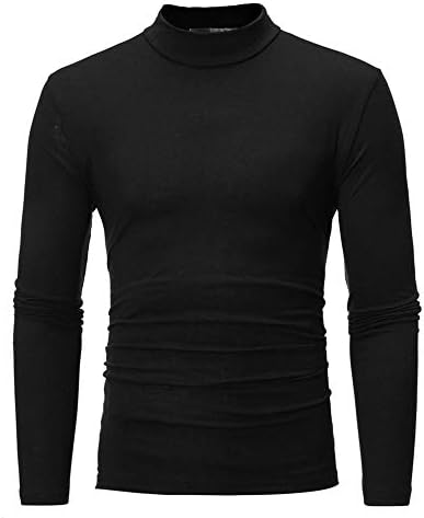 Wocachi Mens Slim Fit Mock Veck Basic врвови со долги ракави Термички долна облека Turtleneck Pullver Casual Base Layer Tiles