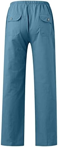 Машки памучни постелнини панталони машка лабава лабава вклопена права нозе, постелнини памучни панталони капри панталони со шишиња