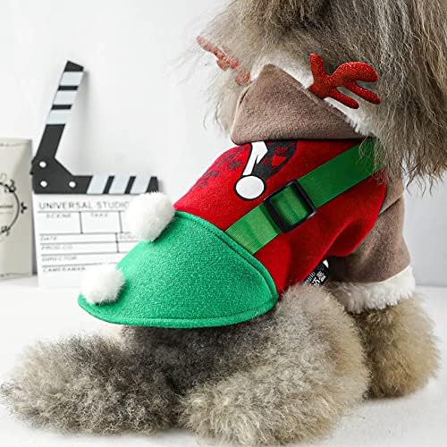 Облека за кучиња од руно, есен и зимски Божиќ, четири нозе задебелена гребење топло копче куче миленичиња мачка облека за облека со