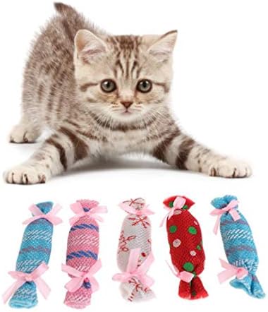 Pretyzoom миленичиња играчки 8 парчиња бонбони форма мачки играчки ткаенини интерактивни миленичиња мачки мачки џвакаат играчки со