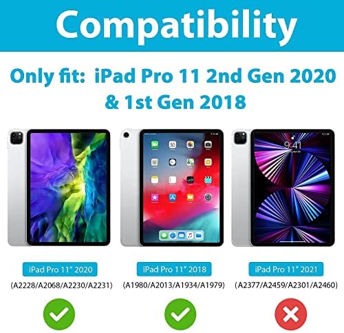 Заштитник на екранот за прокус за iPad Pro 11 инчен пакет ipad Pro 11 Case 2nd Generation 2020 & 2018 [Поддршка на Apple Pencil