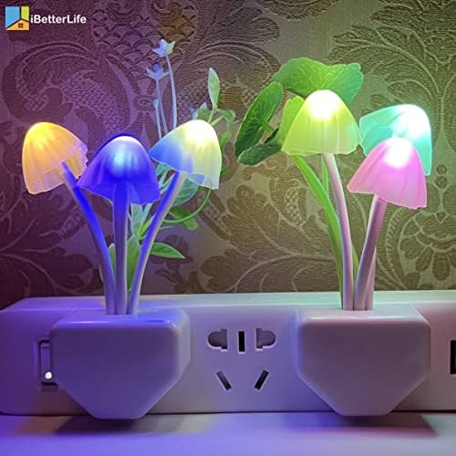 iBetterLife LED Ноќно Светло Паметен Сензор 0.6 W Приклучок За Промена На Бојата Ноќни Светла За Деца Возрасни Симпатична Печурка