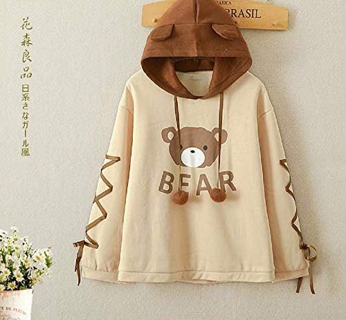 Gk-o јапонски мори девојче симпатична мечка чипка џемпер џемпер џемпер џемпер Harajuku kawaii долг ракав пулвер беж
