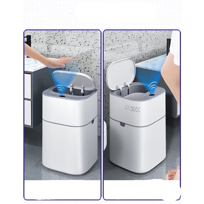 Yjjdxdp Паметно отпадоци за бања може автоматско торбирање паметен сензор ѓубре бел електричен квадратен квадрат автоматски корпа