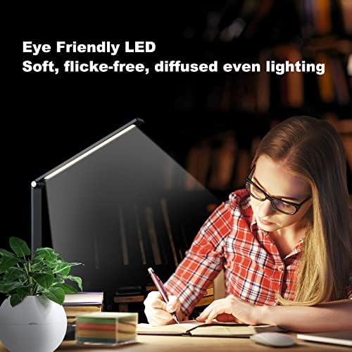 DIOFGT LED-ламба со LED со USB порта за полнење, ламба за читање на ламба за домашна канцеларија, 5 режими во боја и 5 затемнети, модерна