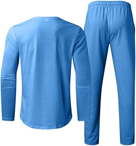 Менс -тренерки 2 парчиња со долги ракави на екипажот и панталони со џогер поставуваат капаци на цврсти обични потти од спуштање зима